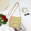 Exclusivo transfronteiriço: Bolsa de corrente com disco de metal dourado estilo europeu e americano, bolsa transversal para festa noturna com lantejoulas retrô disco