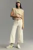Pantalones de trabajo de color liso populares transfronterizos europeos y americanos, pierna ancha, cintura alta, con bolsillos, casuales, versátiles, corte recto, sencillos, adecuados para ir al trabajo, pantalones cropped