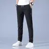 Pantalones Casuales de Seda de Hielo Estilo Coreano 2023 para Hombre Verano Delgados Modernos Sueltos Rectos Transpirables Pantalones Deportivos para el Trabajo y el Trabajo