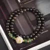 Pulsera de texto para jugar DIY de ajedrez de Bodhisattva y madera de incienso con accesorios de garra de gato de jade Hetian, cuentas de borde, pulsera de cuentas de rosario