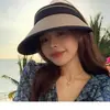 Chapéu de Topo Aberto com Strass, Chapéu de Sol Feminino de Verão, Proteção Solar Sem Aba, Aba Grande Ajustável, Chapéu de Sol Atacado, Novo Modelo 2026