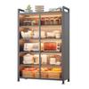 Prateleira de Cozinha Aço Carbono de Chão Multicamadas Armário de Armazenamento Doméstico Multiuso Organizador Prateleira Armazenamento À Prova de Pó Aparador