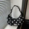 Bolso de Hombro Individual de Lona con Puntos Bolsita Plegada de Bollo con Cordón Estilo Coreano Versátil para el Trabajo Bolso Cruzado 2025 Nuevo Bolso para Mujer