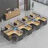 Conjunto de Mesa e Cadeira de Escritório Simples e Moderno Estação de Trabalho para Funcionário Estação de Trabalho com Tela Integrada Divisória de Estação de Trabalho Mesa de Escritório