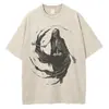 [Transfronterizo 230g] Camiseta Estampada para Hombre con Gráfico de Calavera Camiseta Casual Street Wear Algodón Top para Hombre