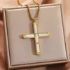 Colgante Cruzado de Piedra Shoushan Ojo de Tigre Europeo y Americano Cadena Cuadrada de Acero Inoxidable Collar Joyería para Hombres y Mujeres Venta al por Mayor