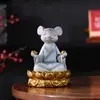 Decoração de mesa raposa meditando inspirada em Zen, estátua genuína de píton Huhuangchang para exibição em altar com base de lótus, pode ser usada para armazenamento, disponível para atacado