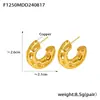 Pendientes de aro irregulares en forma de C, estilo europeo y americano, diseño retro, chapados en oro real de 18 quilates, en cobre, disponibles en stock.