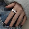 Anel Plissado de Lava Estilo Coreano Personalizado Novo para Mulheres, Anel Aberto Irregular Côncavo-Convexo Moda Retrô, Anel para Dedo Indicador