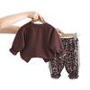 Traje de Otoño para Niñas 2025 Nuevo Ropa de Primavera y Otoño Infantil Dibujos Animados Suéter de Bebé Niña Manga Larga Conjunto de Dos Piezas Moderno