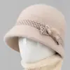 Sombreros de Piel de Conejo para Otoño e Invierno para Señoras de Mediana Edad y Mayores, Cálidos y Elegantes Sombreros de Madre, Señoras Mayores, Sombreros de Lana de Invierno