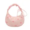 Bolsa de mão plissada em forma de crescente estilo doce no atacado, bolsa feminina, nova coleção de verão 2026, bolsa de ombro com laço, bolsa transversal versátil