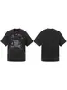 Camiseta Vintage Lavada Retro Americana com Estampa de Estrela e Retrato para Homens e Mulheres, Top Casual Tendência Soltinho de Verão