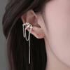 Selección artística estilo frío borla geométrica clip para hueso del oído personalidad diseño nicho sentido incrustado circonita clip de oreja sin oreja de tres capas
