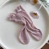 Meias infantis de primavera novas, meias de cacau com borda de orelha, decoração de letras, meias empilhadas para bebês e estudantes
