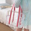 Bolsa de Cosméticos Color Macarrón PVC Transparente Bolso de Mano Gran Capacidad Impermeable Bolsa de Playa Bolsa de Almacenamiento Bolsa de Lavar
