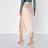 Falda de Satén de Acetato Hada Primavera y Verano Alta Gama Larga Color Puro Media Longitud Falda Sexy Pura Deseo Línea A