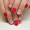Uñas Portátiles Hechas a Mano de Lunares Simples Europeas Rojo Vino Francesas Cuadradas Medias Estilo Ins Arte de Uñas de Lunares Venta al por Mayor