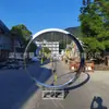Escultura de Sino de Vento em Anel de Aço Inoxidável Personalizada com Acabamento Espelhado e Design Oco para Pátio, Hotel e Escritório de Vendas