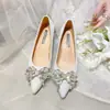 Zapatos de Boda Sexy de Tacón Grueso y Corte Bajo, Zapatos de Tacón Medio, Nuevo Estilo Primavera/Verano 2026, Punta Fina con Moño de Pedrería, Zapatos de Salón Versátiles para Mujer