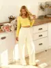 2026 Amazon Novo Estilo Outono Europeu e Americano Feminino Confortável Casual Color-Blocking Manga Longa Calça Longa Conjunto de Pijama Duas Peças