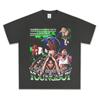 Nova Camiseta Retrô Hip Hop Menino Jovem Solta Estampada por Injeção Digital Direta Lavada Pesada Gola Pequena