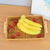 Plato de Fruta Tejido para el Hogar, Cesta de Pan Estilo Japonés, Cesta para Pan al Vapor de Mimbre Sintético, Bandeja de Doble Asa para Sala de Estar, Bandeja para Snacks