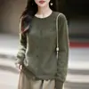 Suéter de punto de lana sin costuras de una sola pieza para mujer, nuevo estilo otoño/invierno, con un cárdigan de punto de cachemira cepillada de cuello redondo, una prenda exterior versátil