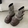 Botines Martin negros de tacón grueso estilo británico retro para mujer, nueva colección de otoño 2026, tobilleras adelgazantes y que realzan la altura