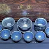Linterna de Flor Azul Horno Jianyang Taza de Té Esmalte Mineral Original Base de Hierro Taza de Té de Cerámica Fácil de Mantener Color Regalo para Uso Personal