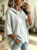 2026 comercio exterior transfronterizo europeo y americano para mujer, holgado, manga tres cuartos, con capucha, cordón, camiseta, manga murciélago, top, prenda exterior, sudadera para mujer