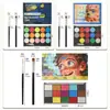 Kit de Tintas Faciais Solúveis em Água, Vários Pigmentos para Pintura Corporal, Tinta Facial para Modelos, Maquiagem Facial de Halloween, Tinta Facial à Base de Água