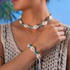 Temu Venta Caliente Estilo Festivo Cuerda Trenzada de Concha Collar Pulsera Retro Simple Imitación Turquesa Estrella de Mar Juego de Joyería