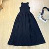 Precio Especial de Liquidación, Empalme Tejido, Vestido Francés, Falda Plisada para Mujer, Cintura sin Mangas, Falda Larga Estilo Hepburn, No Reembolsable