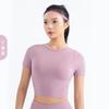 Ropa de Yoga de Verano Estilo Lulu para Mujer, Top Deportivo de Manga Corta Ajustado para Correr, Camiseta de Fitness Transpirable de Secado Rápido