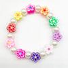 Pulsera de perlas de calidad con flores de colores de moda transfronteriza de Europa y Estados Unidos, temperamento elástico tejido a mano, joyería al por mayor