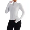 Jaqueta de Yoga Feminina com Zíper Slim Fit Manga Longa Secagem Rápida Casaco Esportivo Fitness Modelagem Proteção Solar Top Roupas de Treino Secagem Rápida