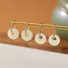 Yilu Prata S925 Prata Esterlina Banhado a Ouro Jade Hetian Jade Branco Casual Moda Novo Estilo Chinês Fivela de Segurança Brincos Brincos Brincos