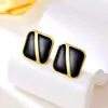 Brincos Quadrados Pintados com Gota de Óleo de Design de Nicho Coreano 2025 Novos Brincos da Moda Brincos Simples Femininos Atacado