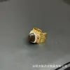 Anillo Nuevo Estilo con Incrustaciones de Cristal de Jade Natural, Anillo Abierto Hecho a Mano de Arcilla con Diamantes Completos, Joyería Personalizada, Suministro Transfronterizo