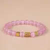 2026 Nuevo Modelo Pulsera de Cristal con Piedra Ojo de Gato Rosa Natural Producto Terminado Pulsera de Cristal con Perlas Redondas de Moda Venta al por Mayor