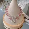 Pulseira Doce Borboleta Morango High-End Estilo Ins para Casal Pulseira Doce Flor de Pessegueiro Melhor Amiga Pulseira Luar Presente