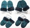 Luvas de Lã Real de Inverno para Crianças Pele Integrada Pele de Ovelha Exterior Quente Cordão para Pendurar Espessas Luvas de Bebê