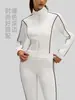Conjunto Deportivo Casual Juyitang 2026 para Mujer, Corte Holgado, Rayas de Contraste de Color, Conjunto de Dos Piezas para Ciclismo al Aire Libre y Yoga