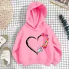 Sudadera con Capucha para Niña 2026 Nueva Estampado de Leopardo Corazón Macarrón Primavera y Otoño