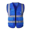 Chaleco reflectante personalizado, ropa reflectante, ropa de trabajo, ropa de seguridad para obras de construcción, chaleco reflectante de tráfico con múltiples bolsillos
