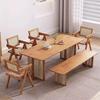 Mesa de Jantar de Madeira Maciça Rattan Nórdico Mesa de Jantar e Cadeira Combinação para Casa Pousada Restaurante Simples Mesa de Jantar Retangular Estilo Japonês