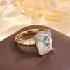 Anillo Cuadrado de Cobre con Circonita para el Día de San Valentín, Transfronterizo, Simple y Elegante, Anillo de Lujo Ligero de Moda y Tendencia, Venta al por Mayor