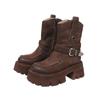 Botas Martin de otoño e invierno 2024, botas cortas de cuero genuino para mujer, botas cortas de suela gruesa con hebilla de cinturón, botas de caballero vintage de piel de vaca