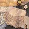 Pantaletas Finas de Cintura Alta para Mujer, Entrepierna de Algodón Cómodo y Transpirable, Ropa Interior para Chica Joven, Alta Elasticidad, Tanga Sexy de Encaje, Estilo Ins